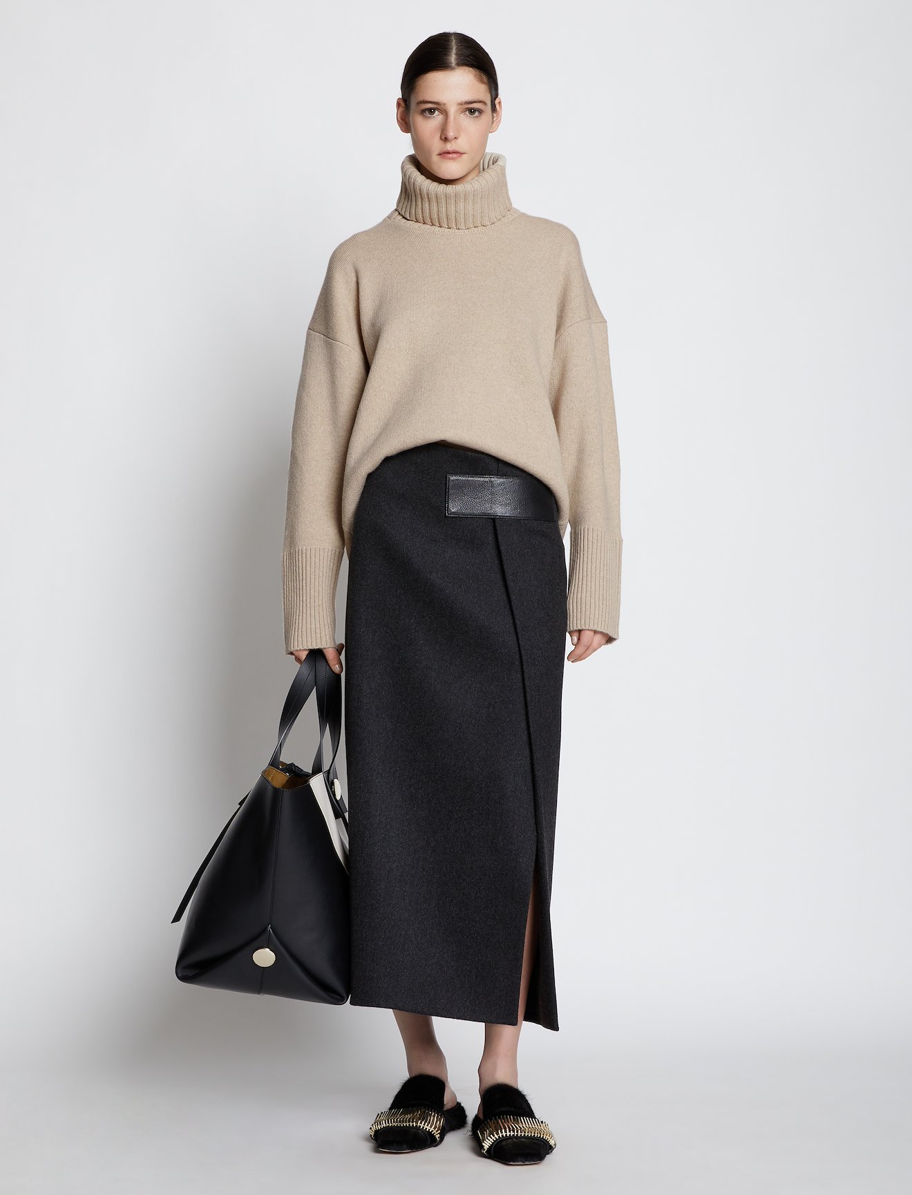 Doubleface Eco Cashmere Oversized Turtleneck Sweater in neutrals ...