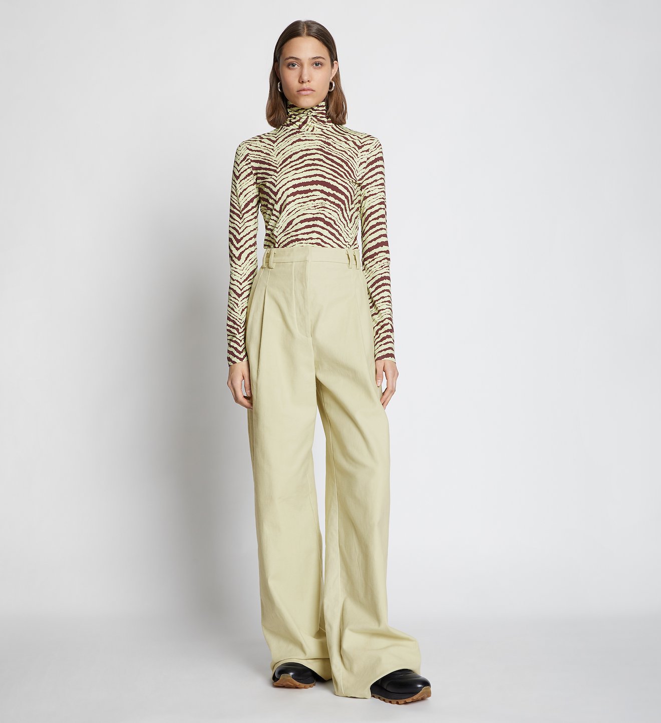 Cotton Twill Wide Leg Pants