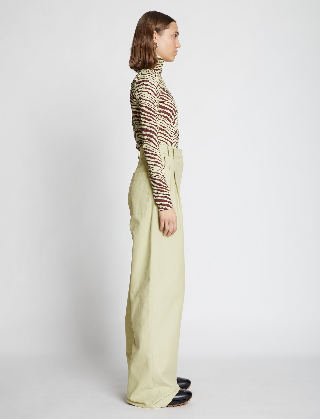 Cotton Twill Wide Leg Pants #1