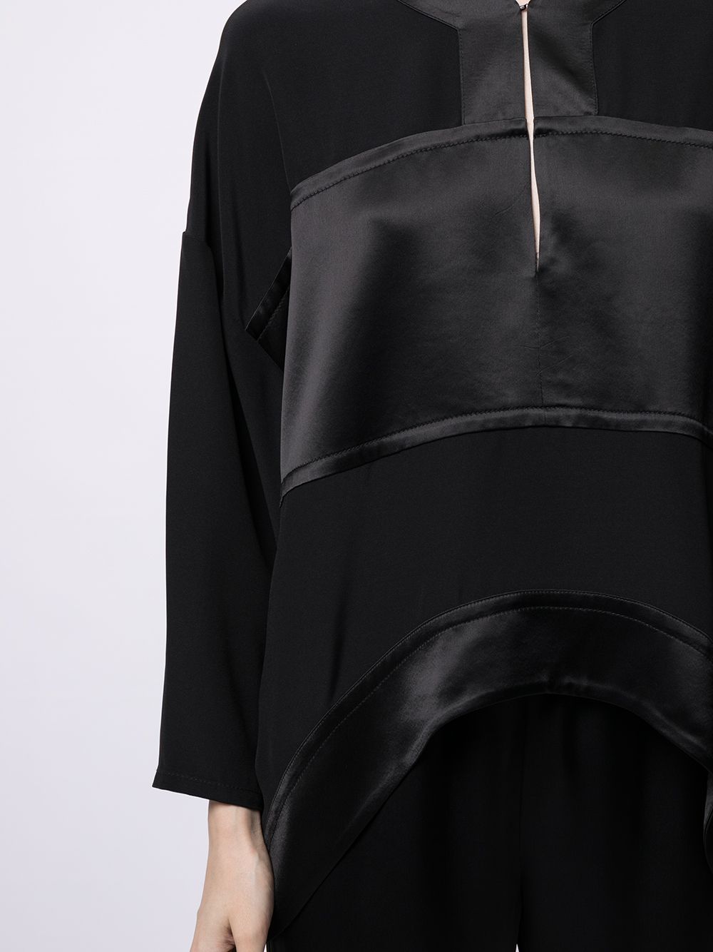 Shop Proenza Schouler White Label Satin-panel Blouse In Black