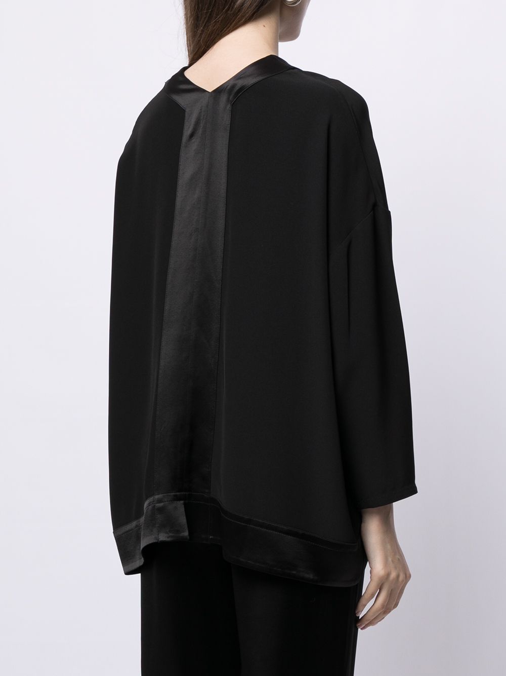 Shop Proenza Schouler White Label Satin-panel Blouse In Black