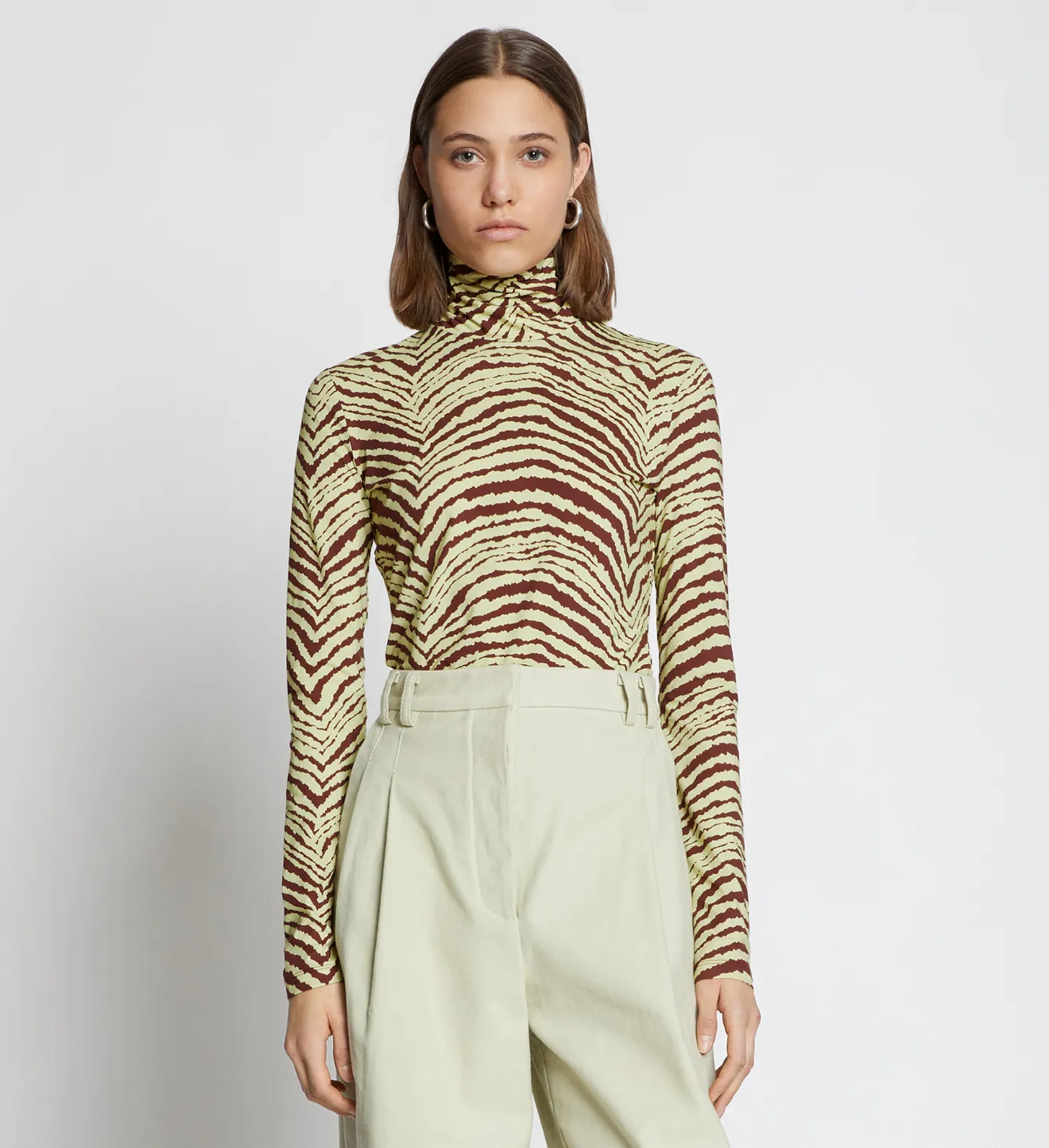 Geometric Zebra Turtleneck Top in 