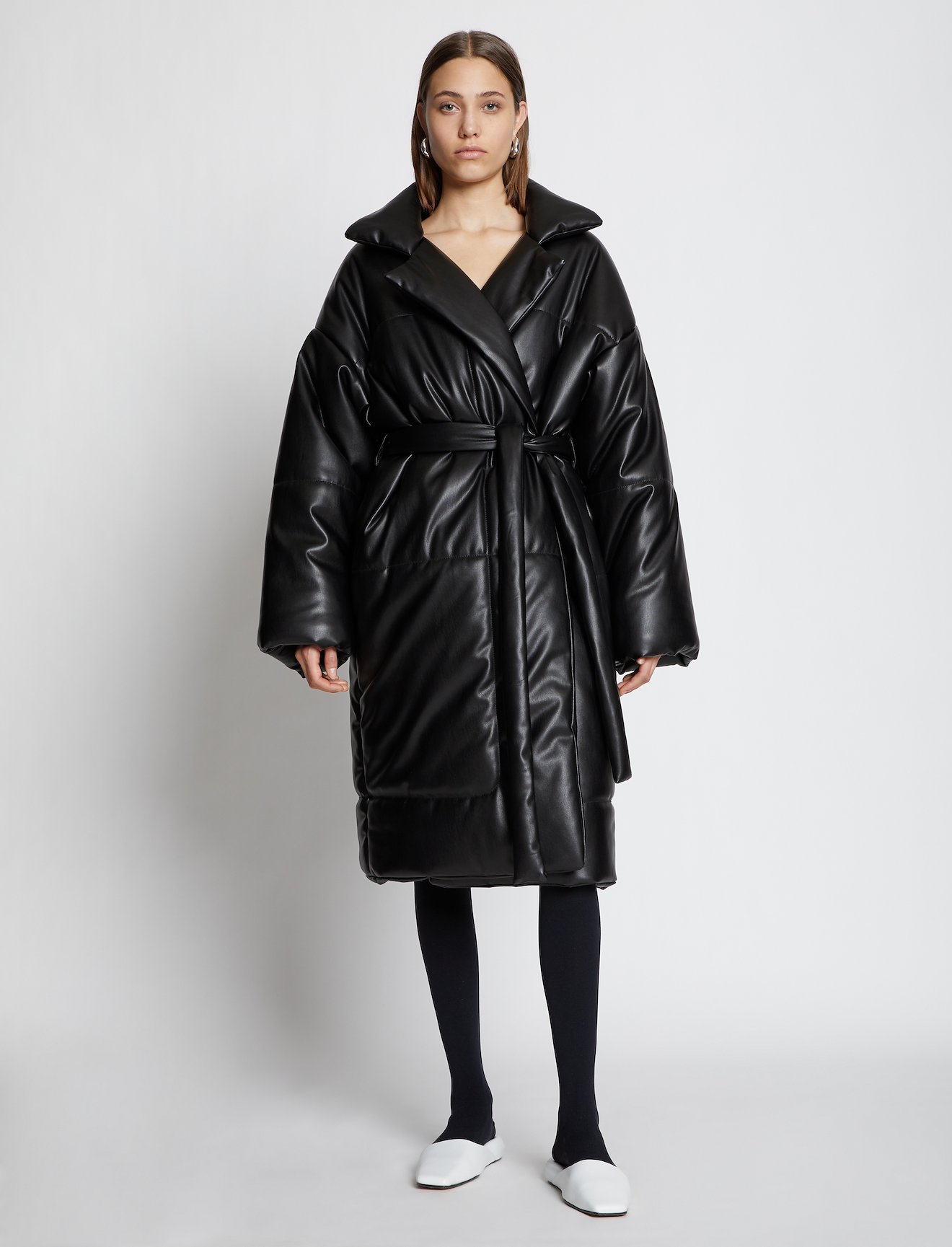 Faux Leather Puffer Coat in black | Proenza Schouler