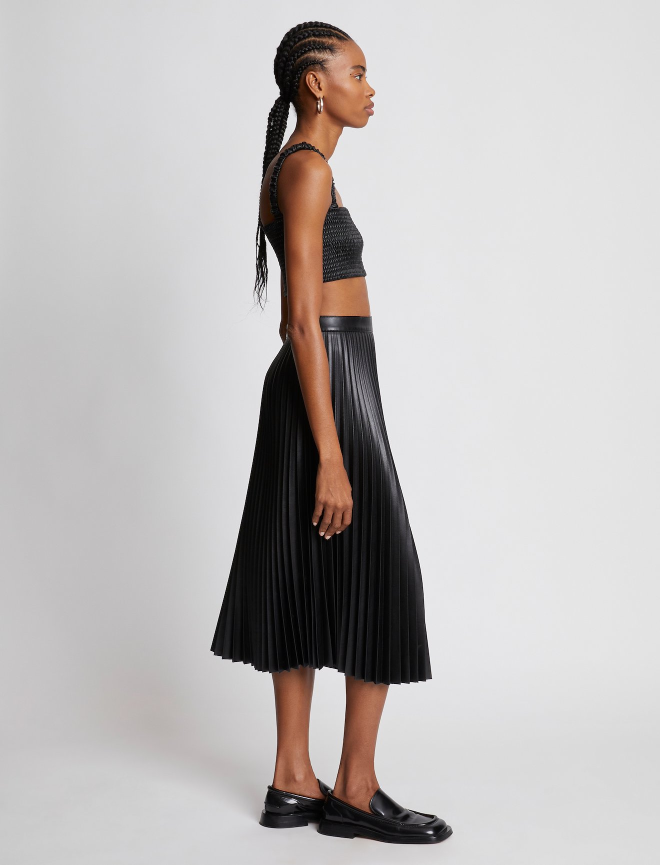 Faux Leather Pleated Skirt in black | Proenza Schouler