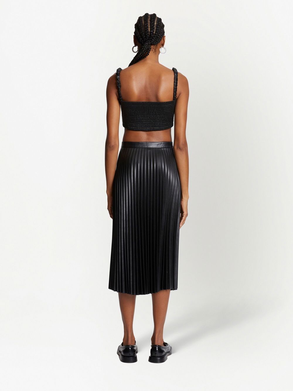 Shop Proenza Schouler White Label Faux-leather Pleated Skirt In Black