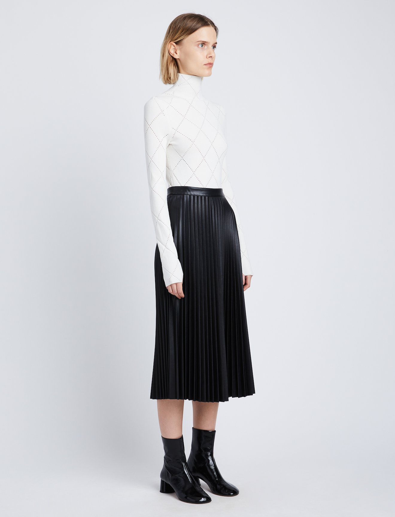 Faux Leather Pleated Skirt in black | Proenza Schouler