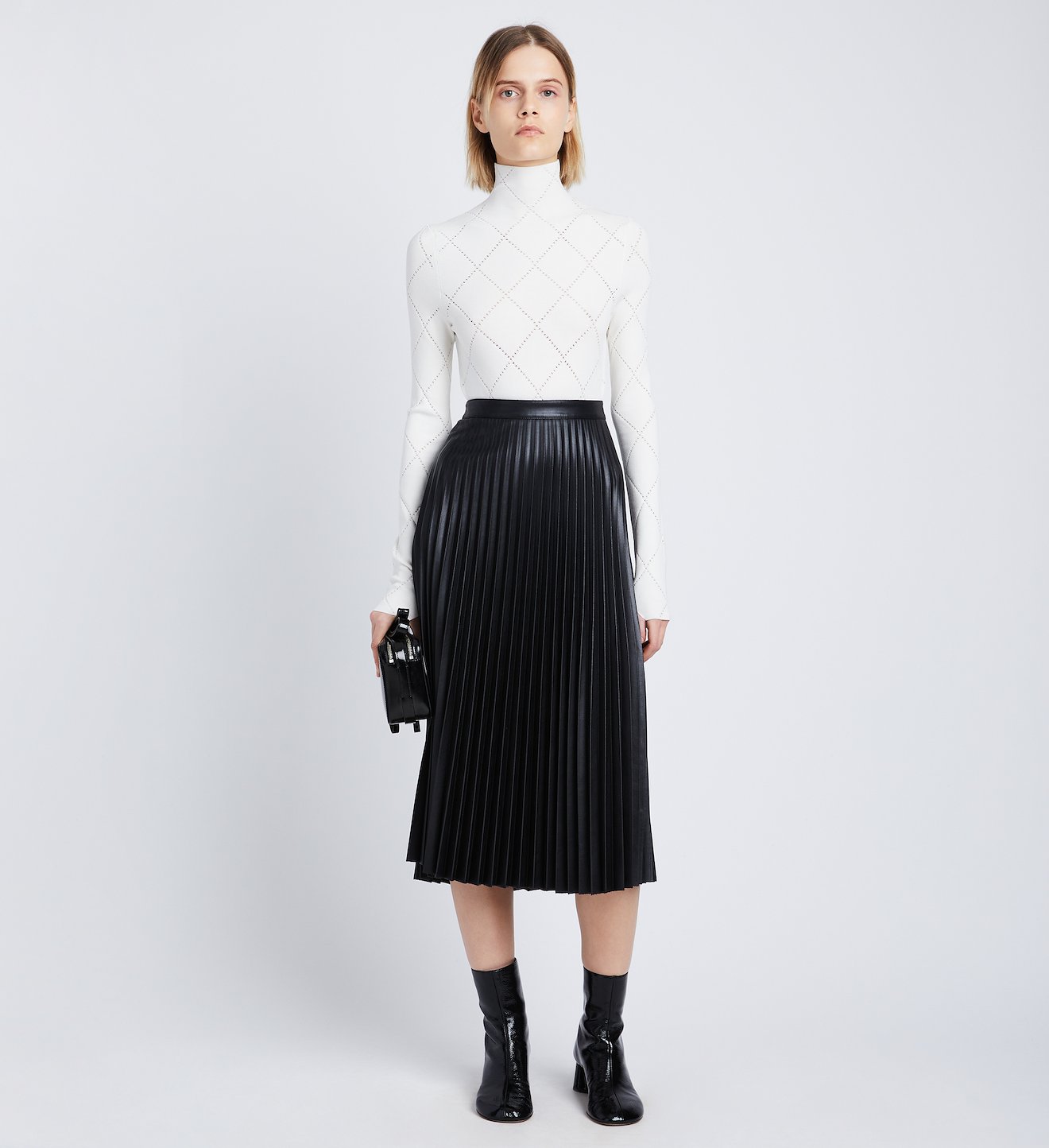Faux Leather Pleated Skirt