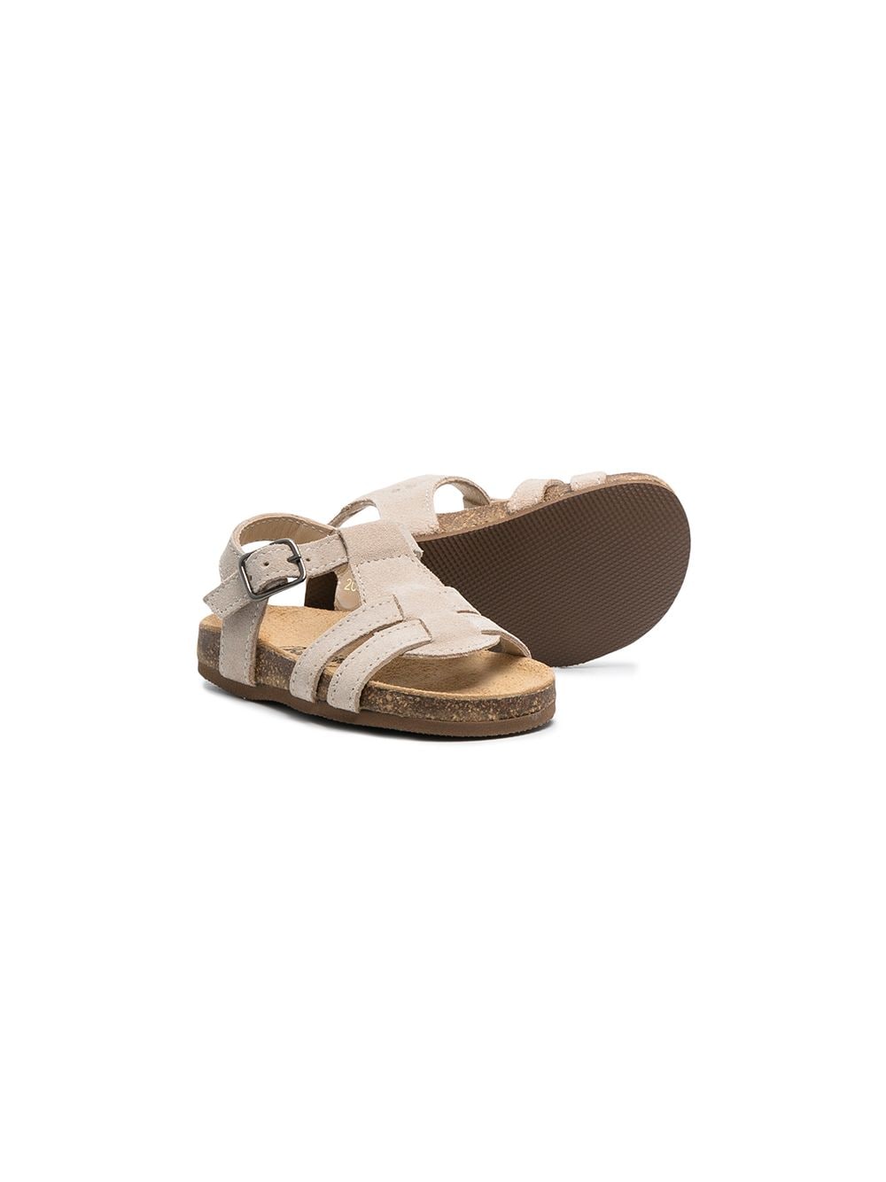 Shop Bonpoint Flat Suede Sandals In Neutrals