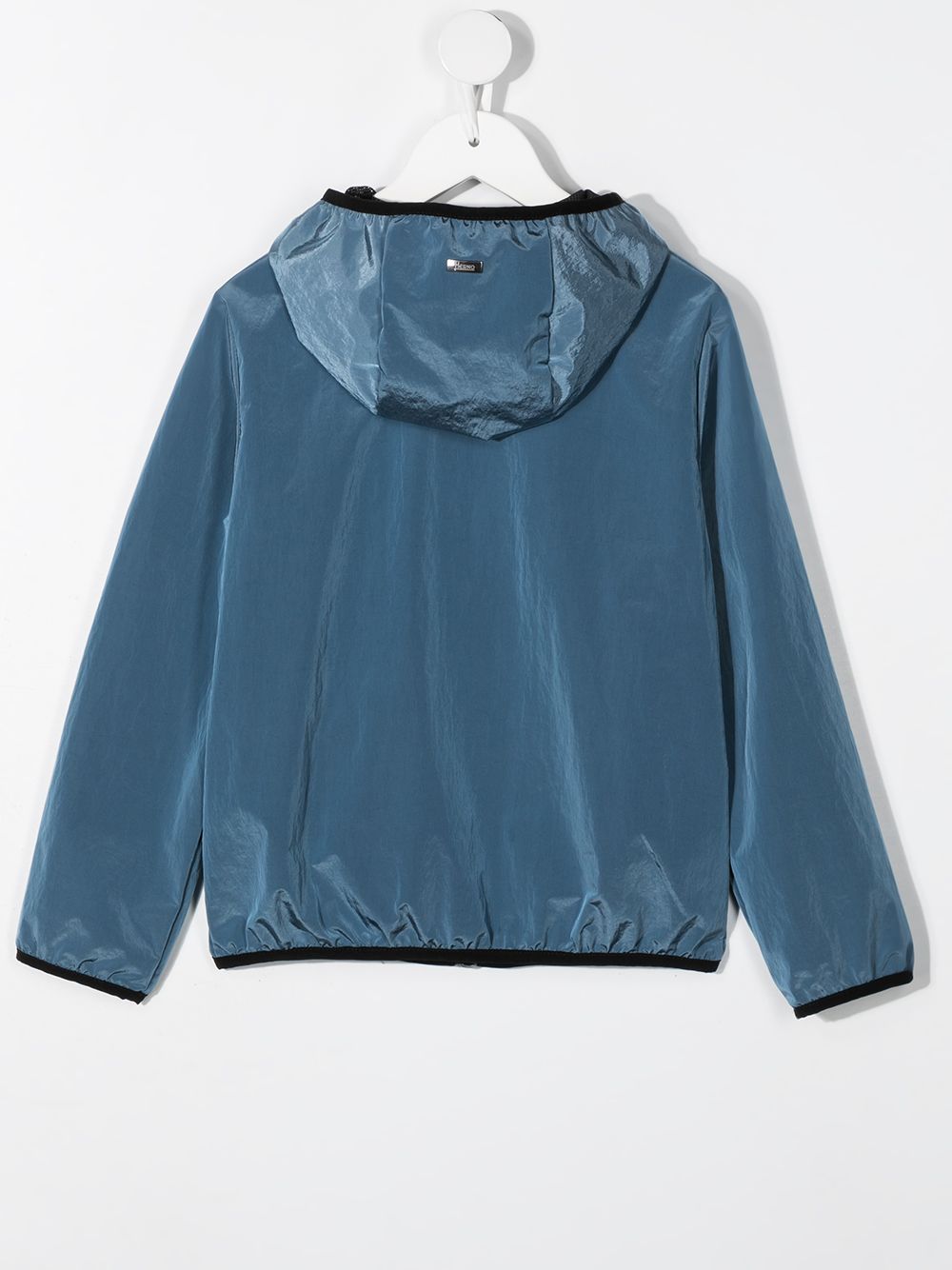 Shop Herno Crepe De Chine Hooded Jacket In Blue