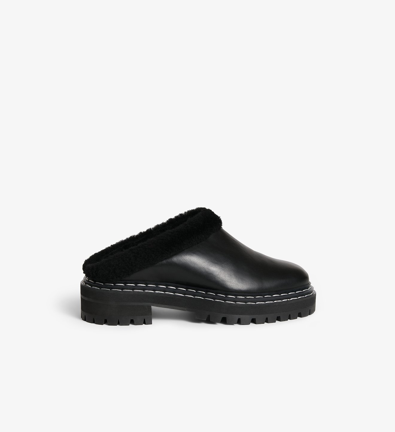 Shearling Lug Sole Mules