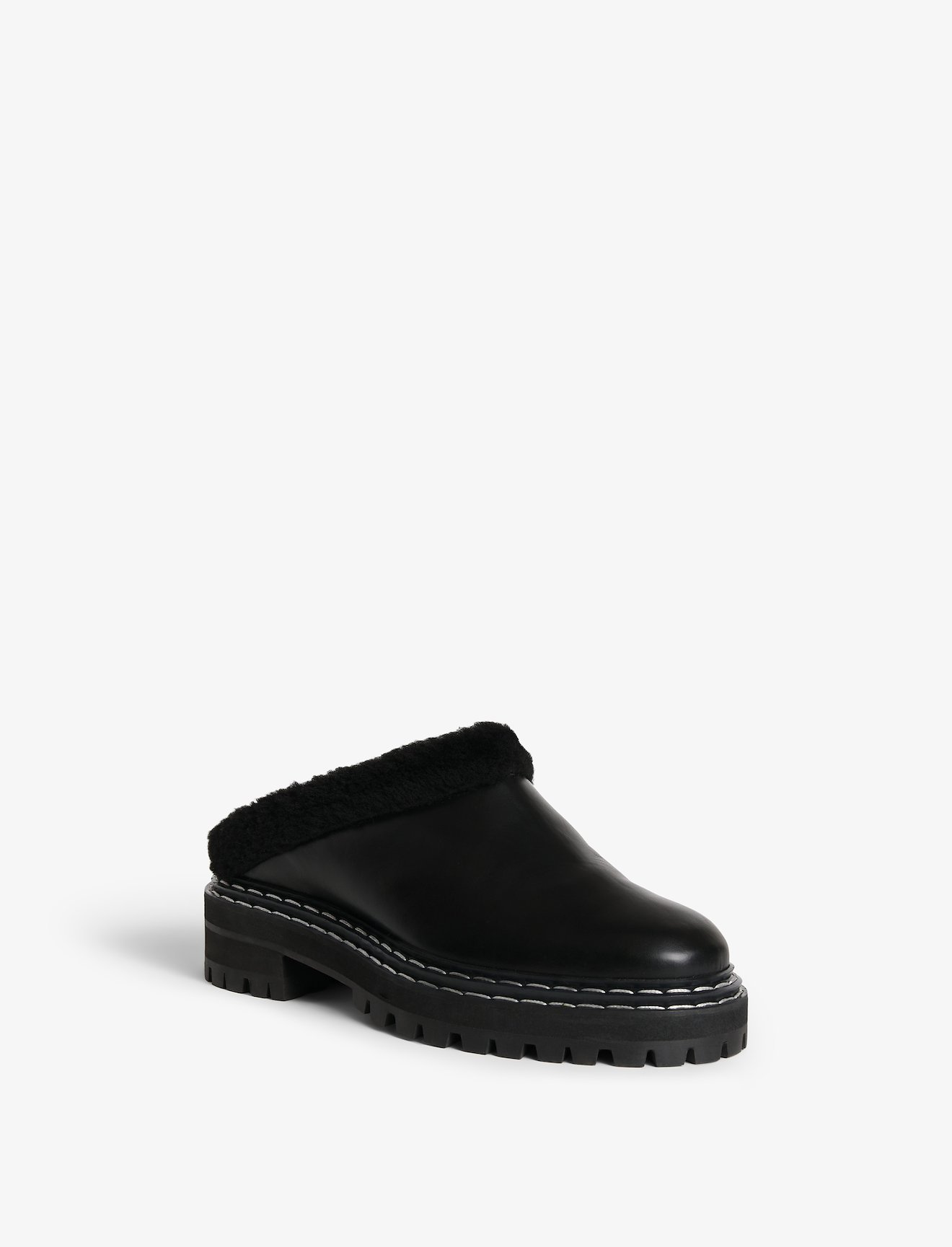 Shearling Lug Sole Mules #1