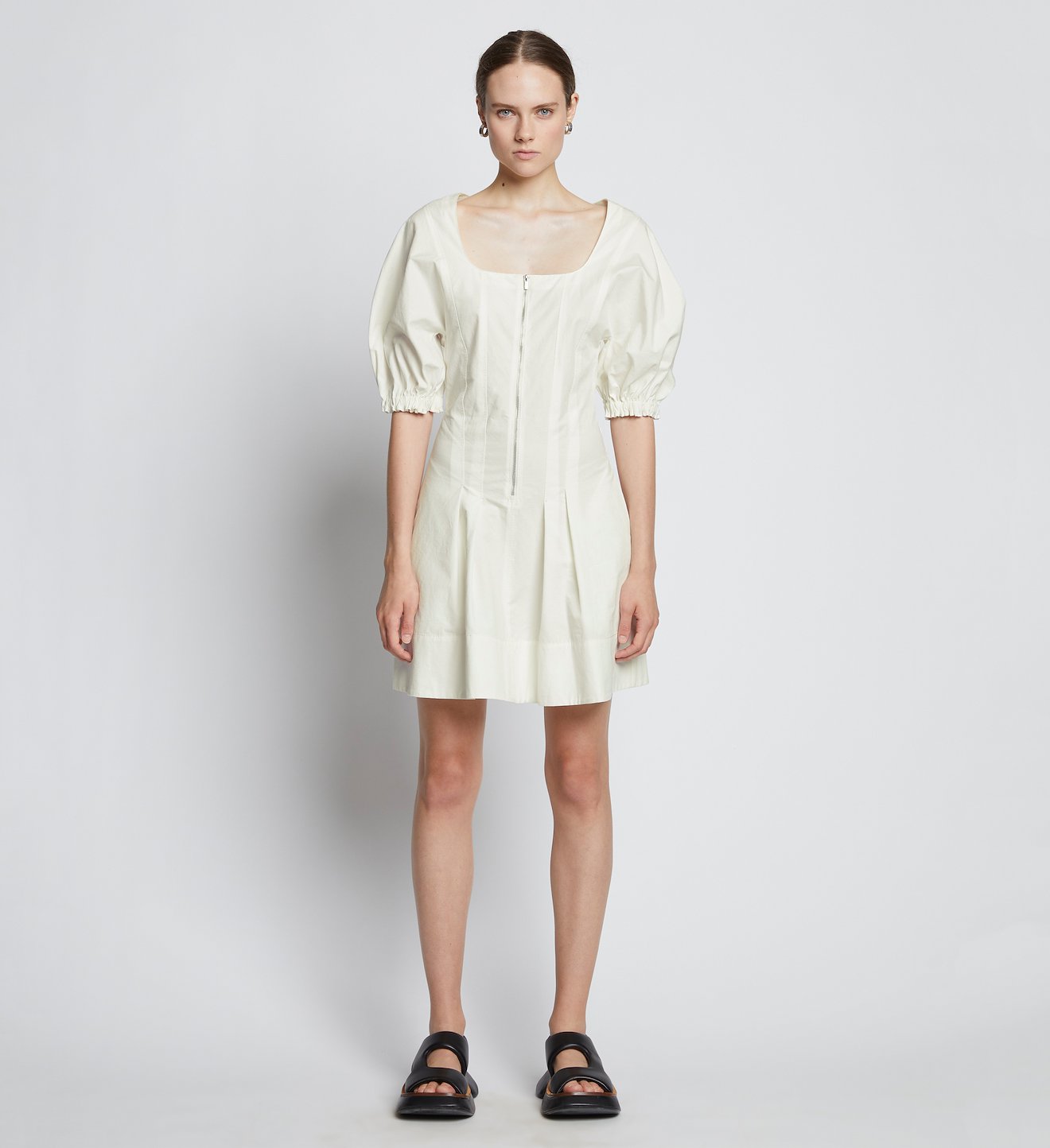 Cotton Linen Mini Dress in white | Proenza Schouler