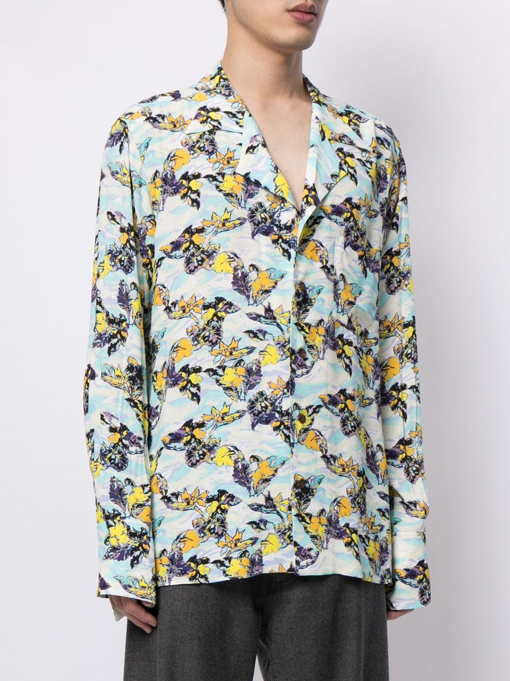 Shop Sulvam Butterfly-print Button-up Shirt In Multicolour