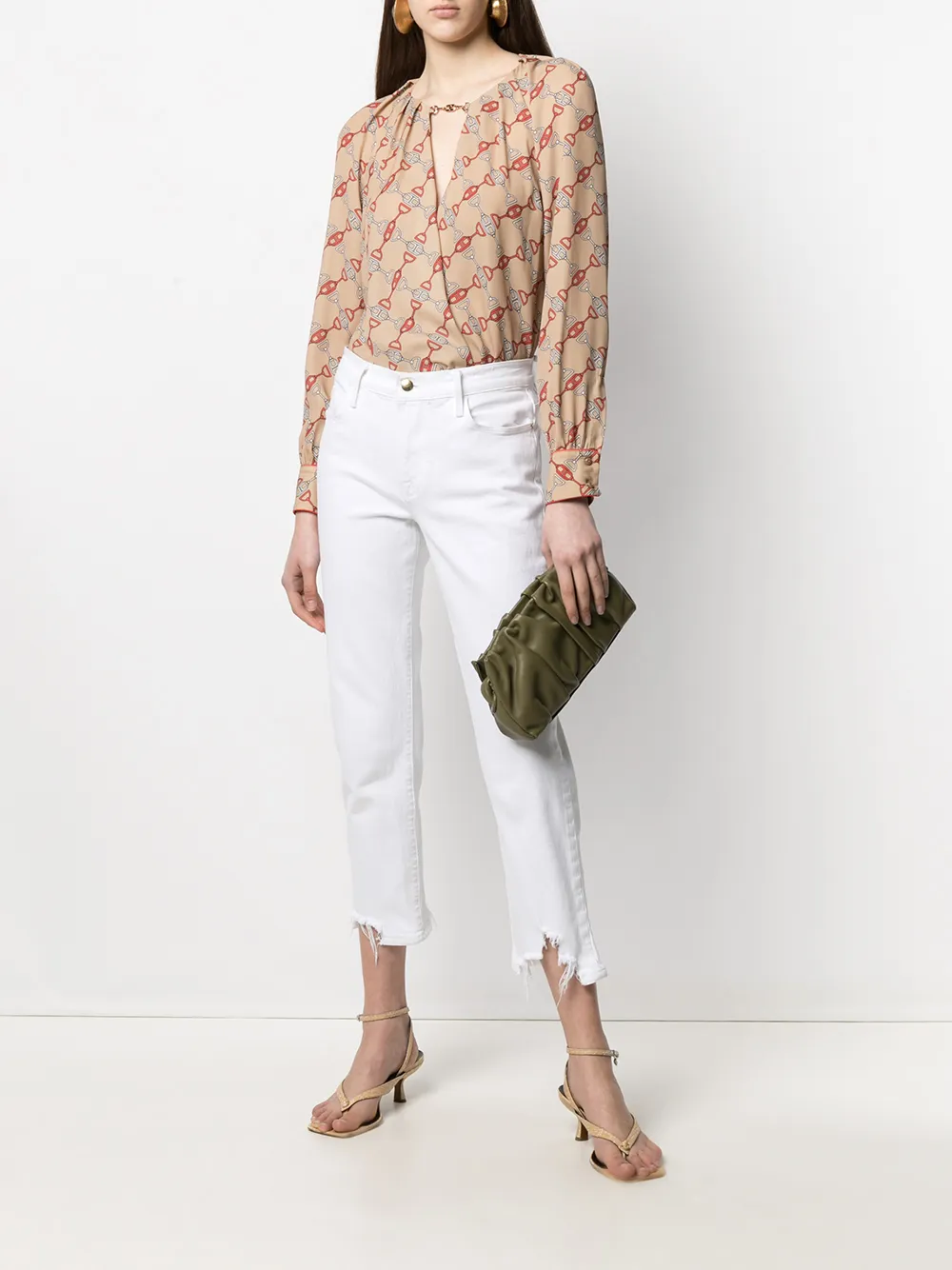 Image 2 of Elisabetta Franchi chain-print satin bodysuit