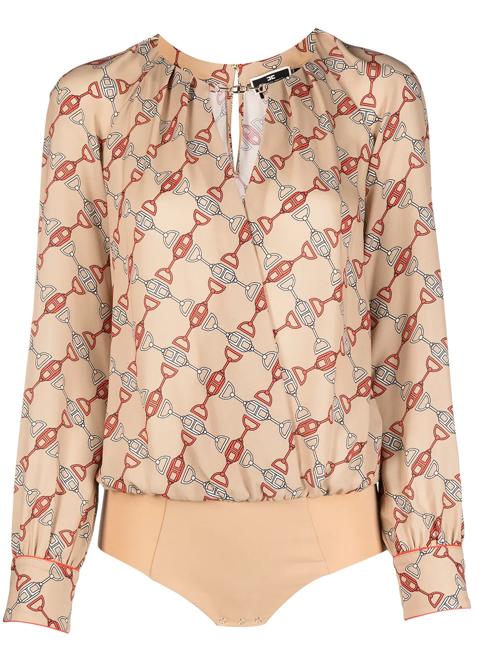 Image 1 of Elisabetta Franchi chain-print satin bodysuit