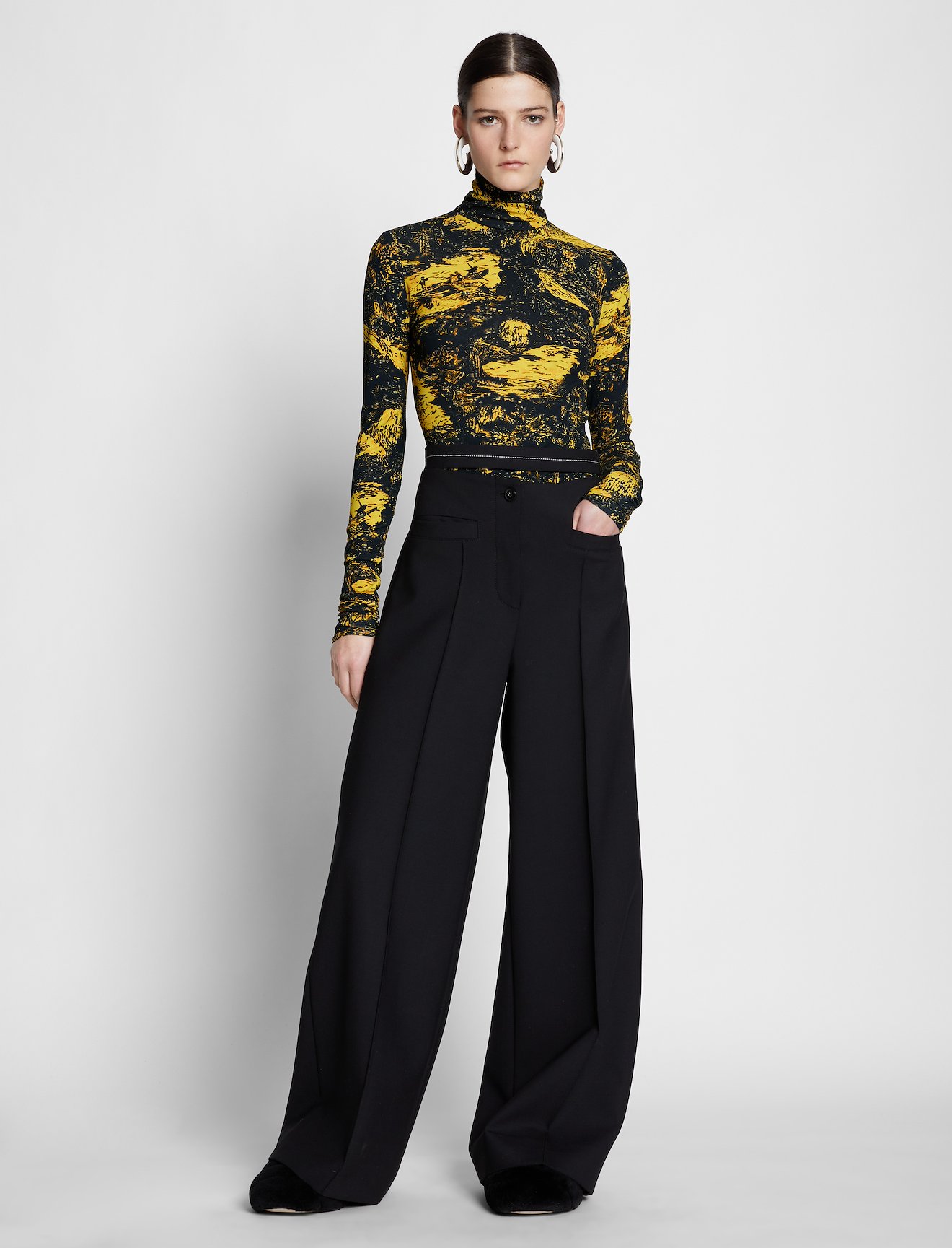 Swirl Print Jersey Turtleneck Top #1