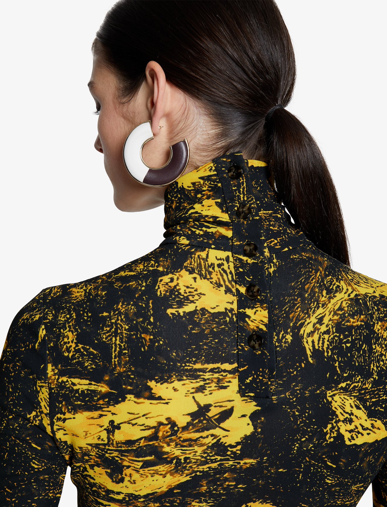 Swirl Print Jersey Turtleneck Top #3