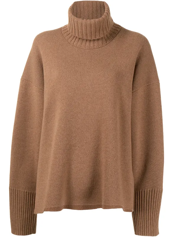 Proenza Schouler Roll-neck Drop-shoulder Jumper in Brown
