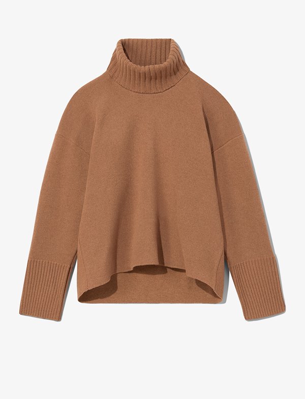 Doubleface Eco Cashmere Oversized Turtleneck Sweater in brown Proenza