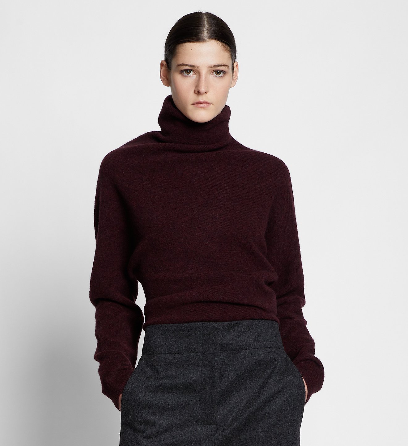 Wool Blend Twisted Turtleneck