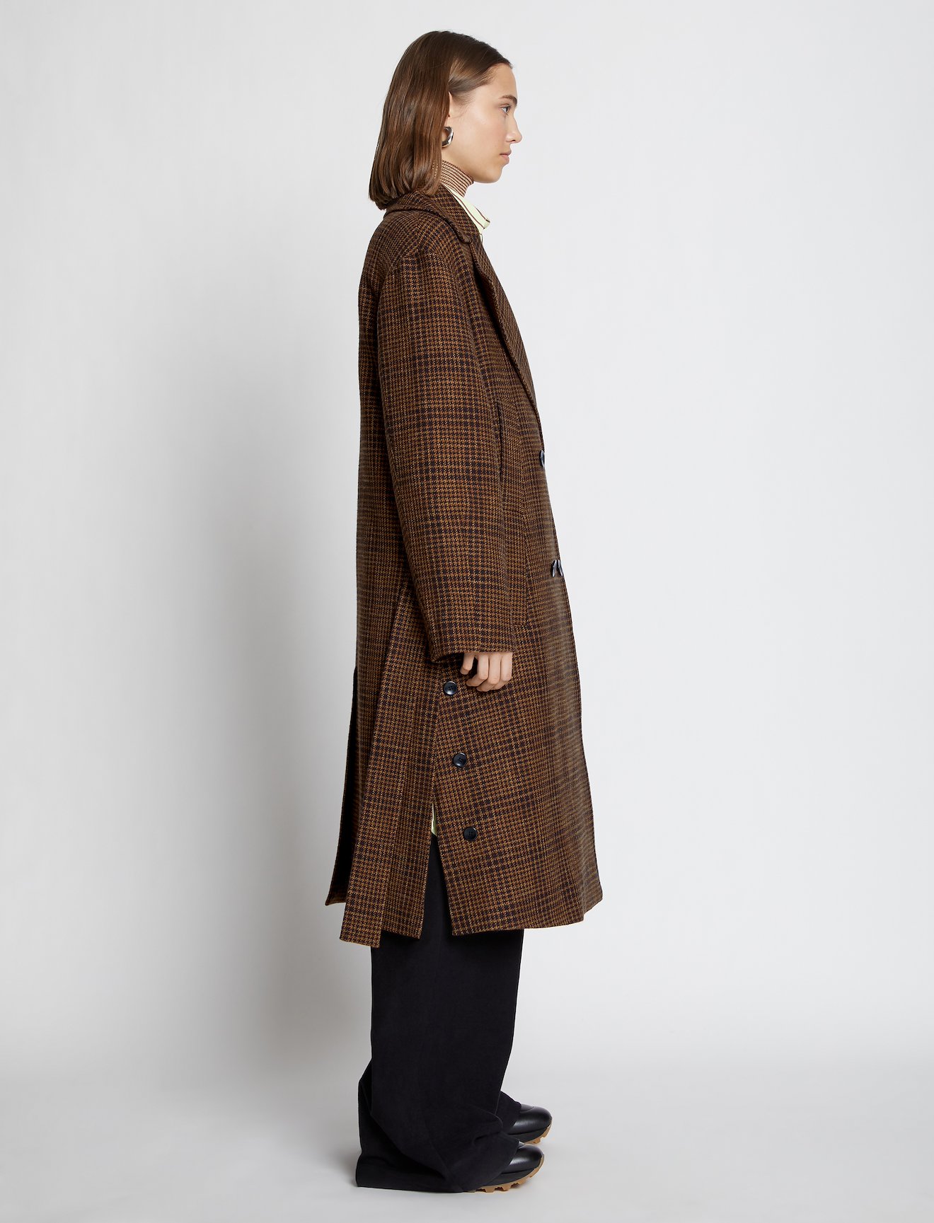 Plaid Wool Double Breasted Coat #1