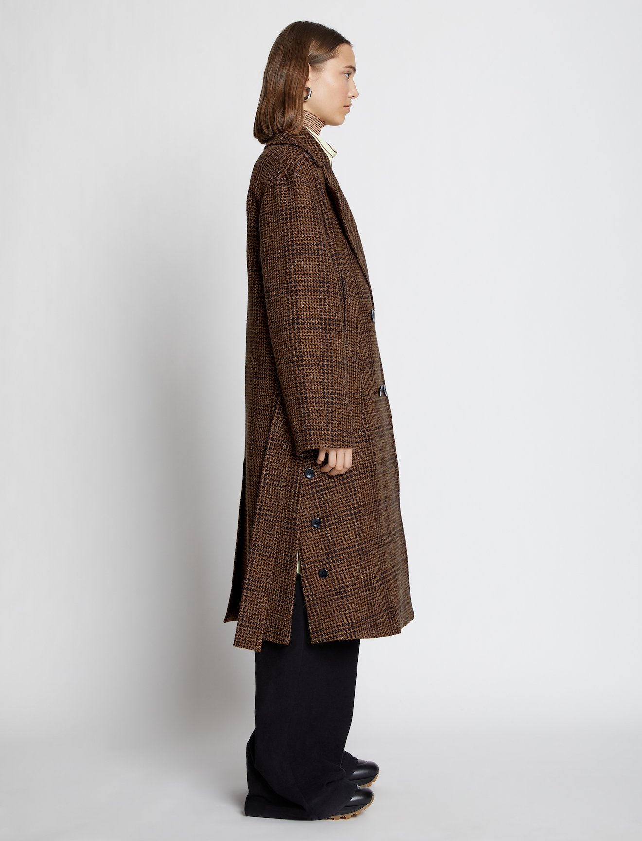 Plaid Wool Double Breasted Coat in brown | Proenza Schouler