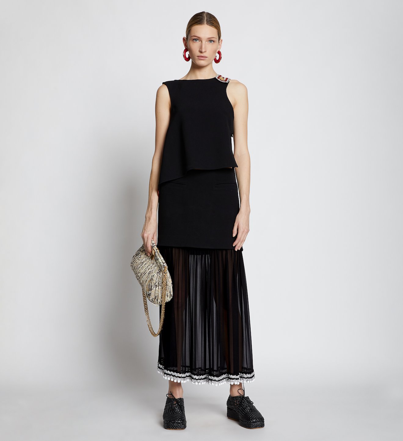 Pieced Chiffon Crochet Border Skirt