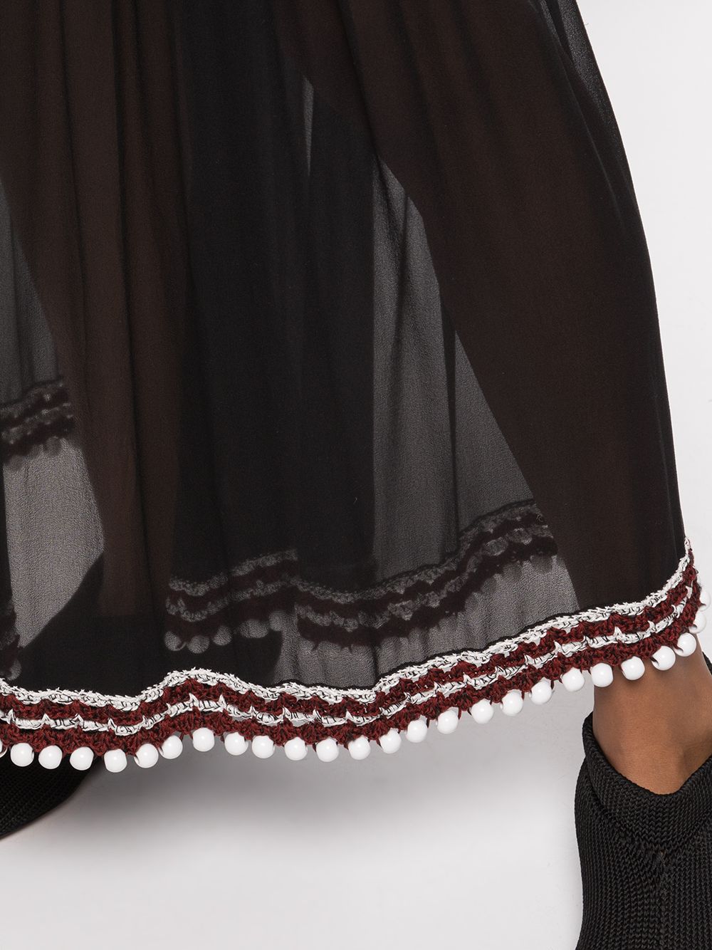 Shop Proenza Schouler Crochet-trim Chiffon Panel Skirt In Black