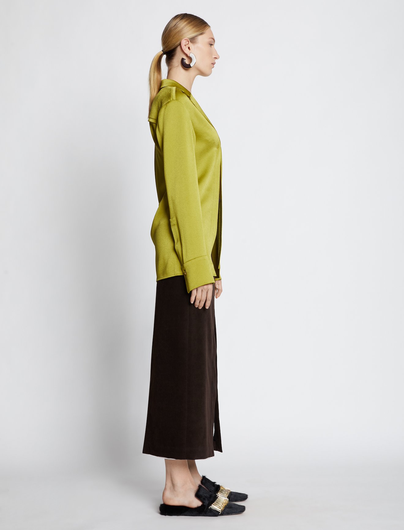 Brushed Viscose Layered Split Skirt #1