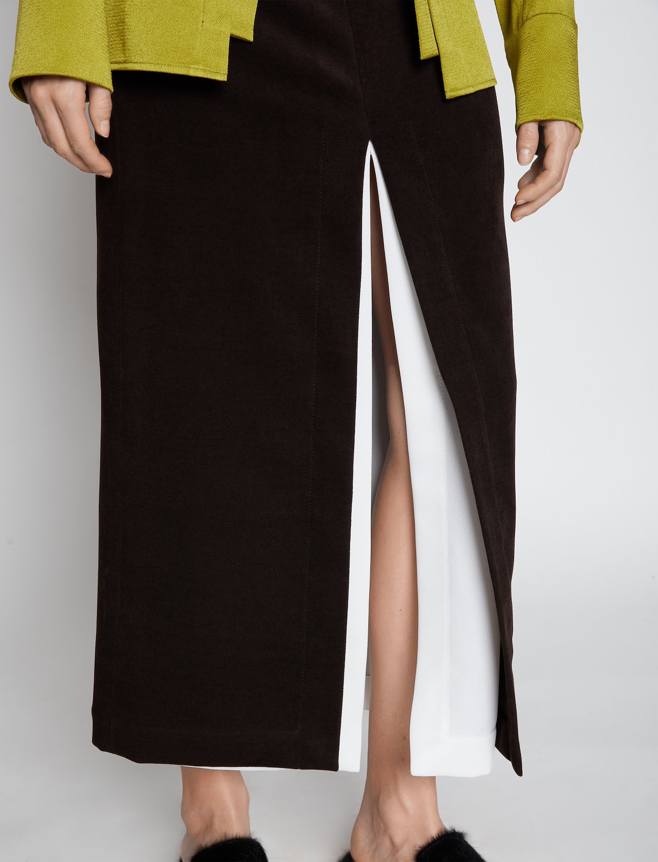 Brushed Viscose Layered Split Skirt #3
