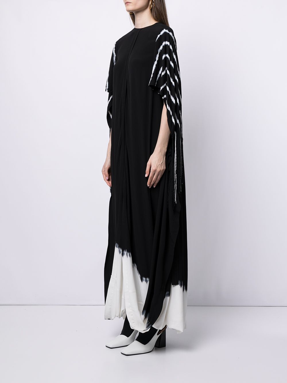 Shop Proenza Schouler Tie-dye Fringe Gathered Dress In Black