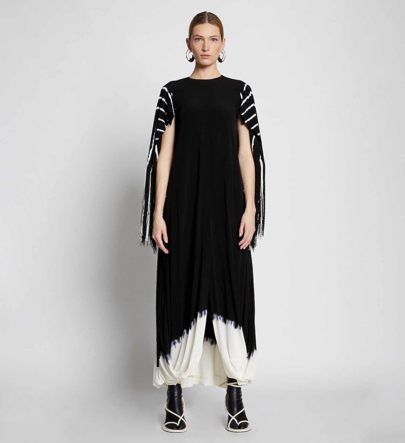 Tie Dye Fringe Gathered Dress