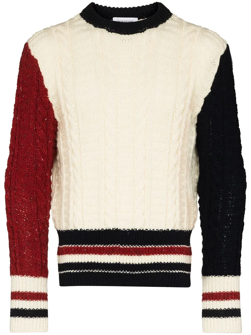 

Thom Browne three-tone cable-knit jumper - White