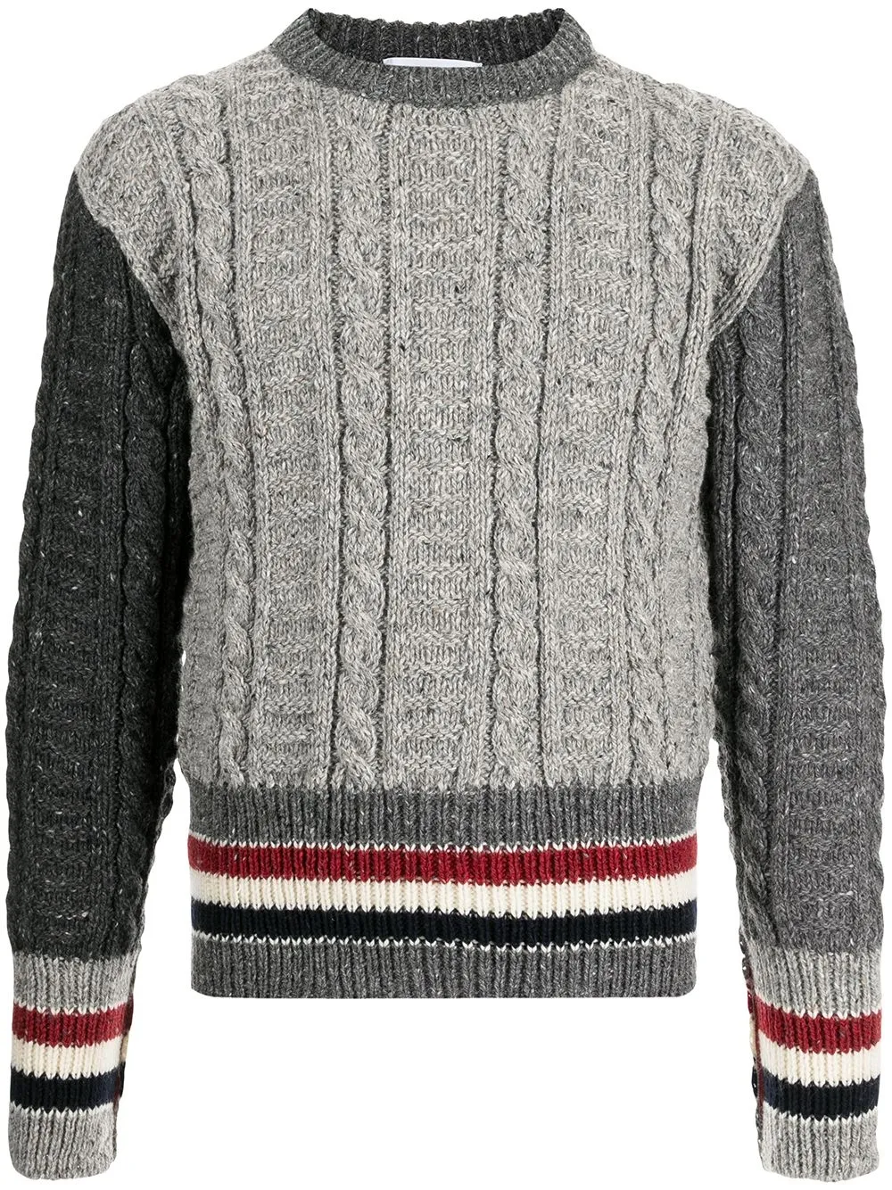 

Thom Browne RWB stripe cable-knit jumper - Grey