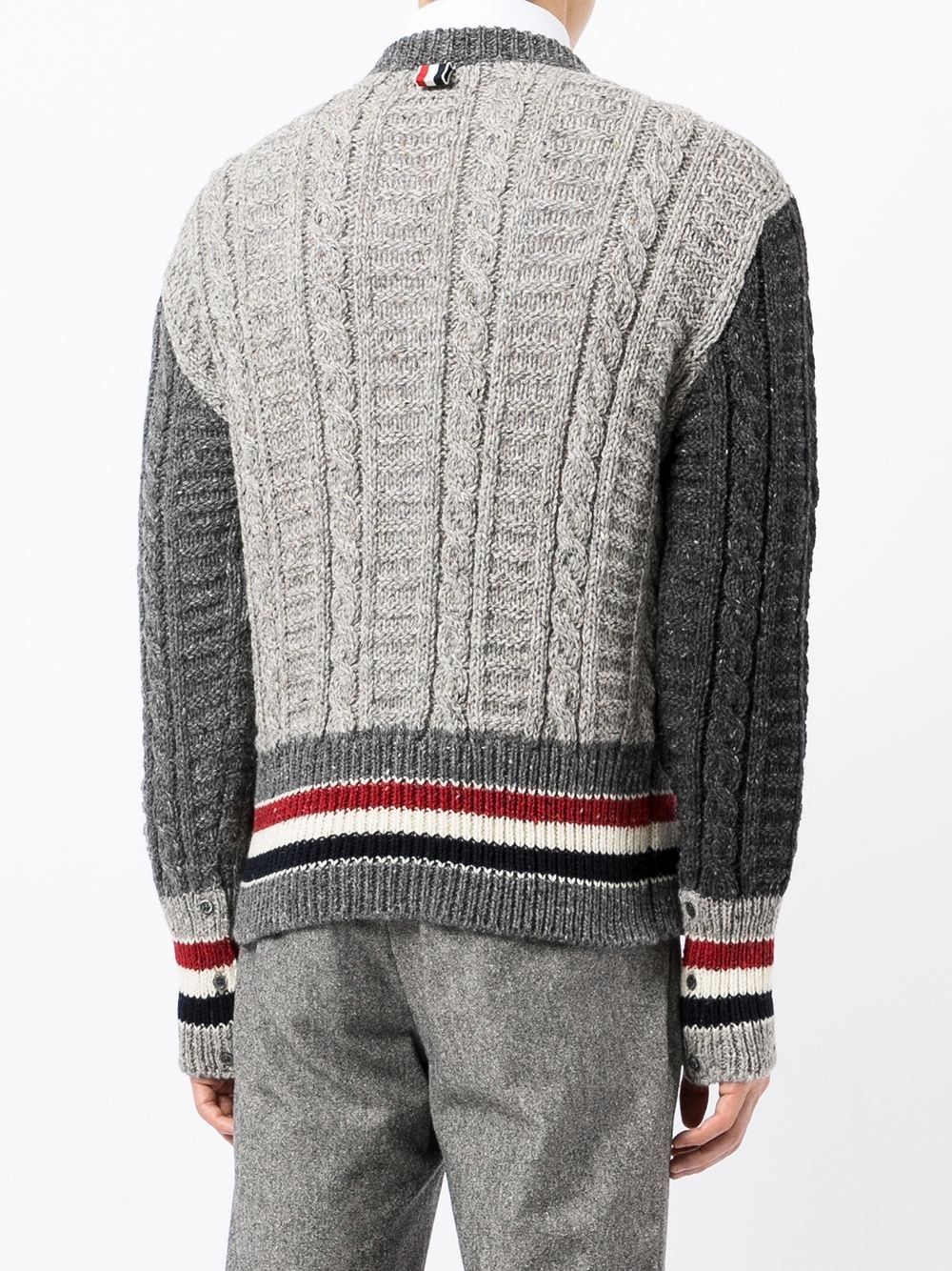 Shop Thom Browne Rwb Stripe Cable-knit Jumper In Grau