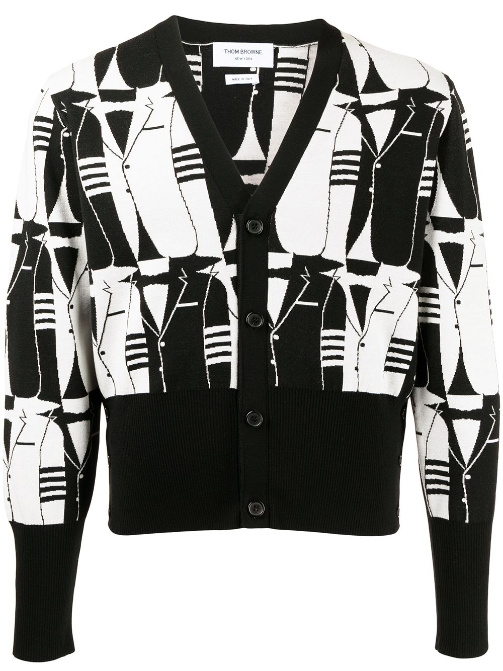 

Thom Browne suit motif jacquard wool cardigan - Black