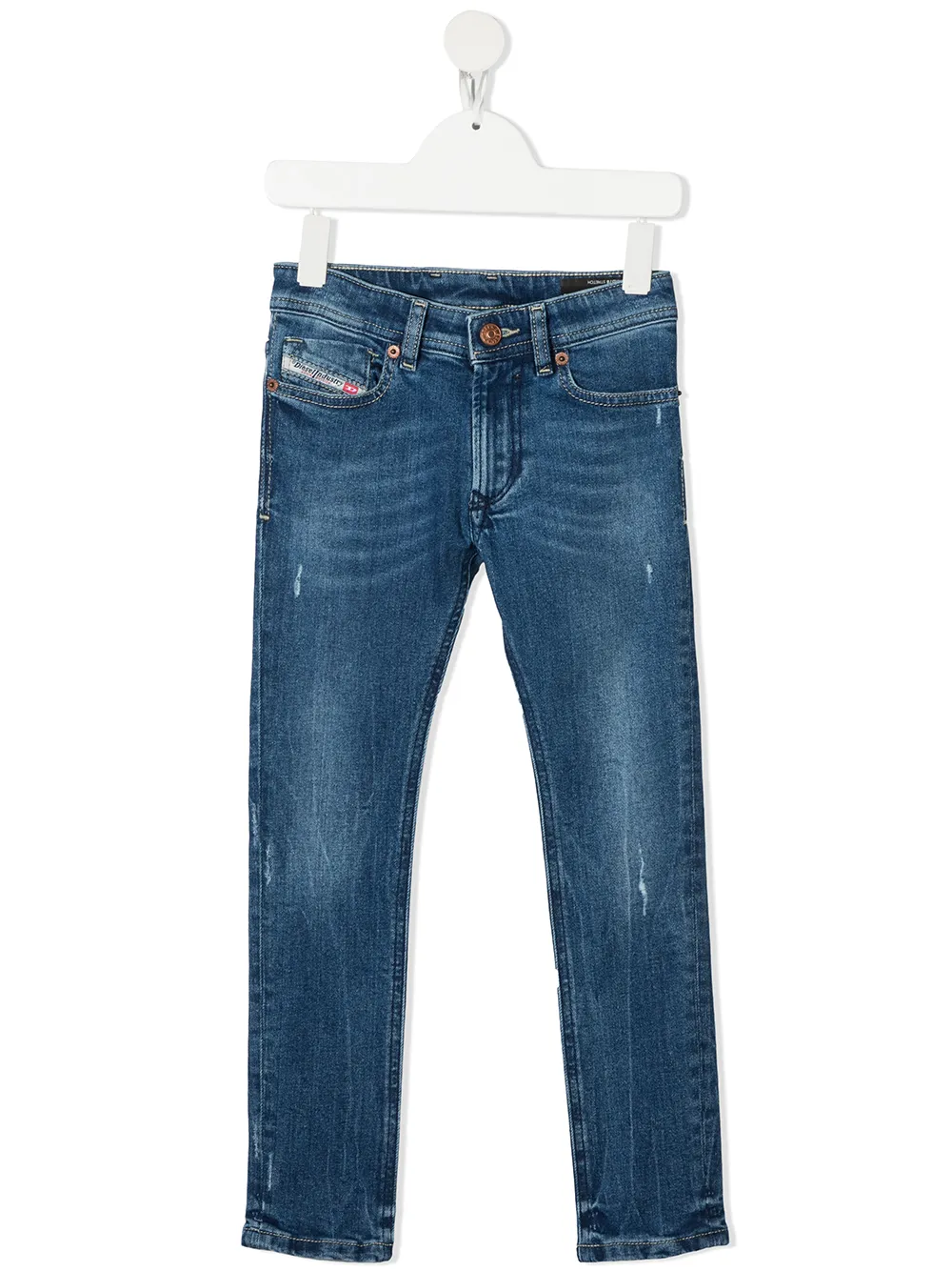 

Diesel Kids jeans slim con parche del logo - Azul