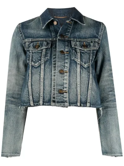 Saint Laurent raw-hem denim jacket blue 