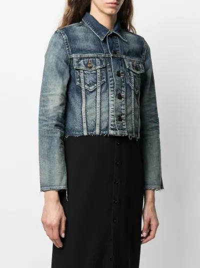 Saint Laurent raw-hem denim jacket blue 