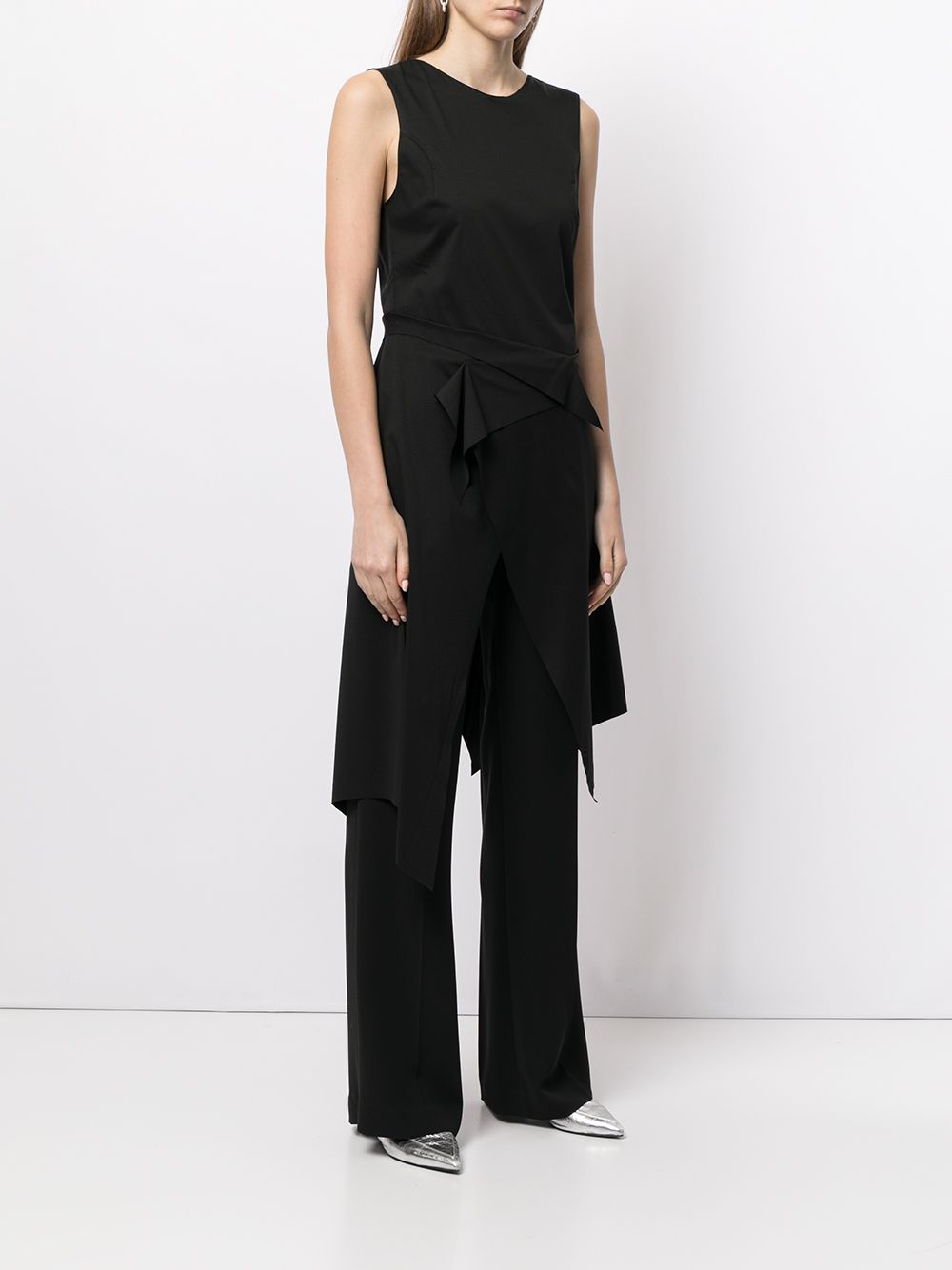 Shop Sulvam Jersey Asymmetric Slit Dress In Black