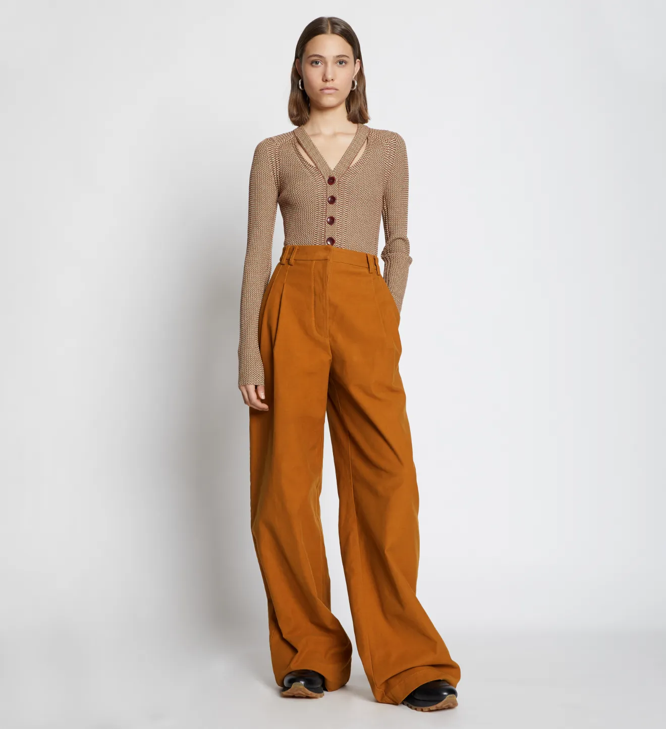 Cotton Twill Wide Leg Pants in honey 
