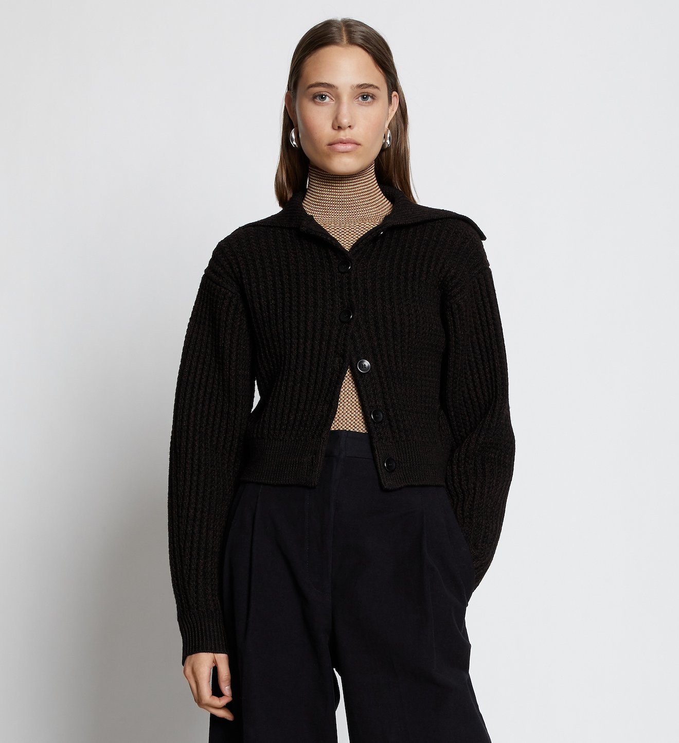 Merino Cardigan in brown | Proenza Schouler