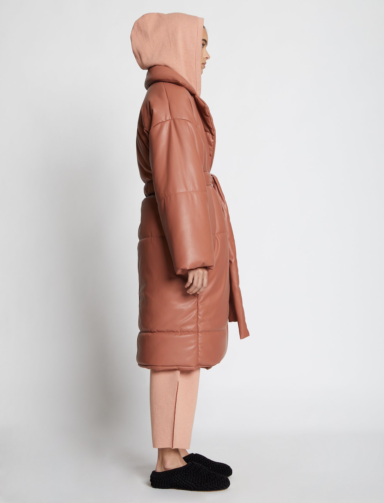 Faux Leather Puffer Coat #1
