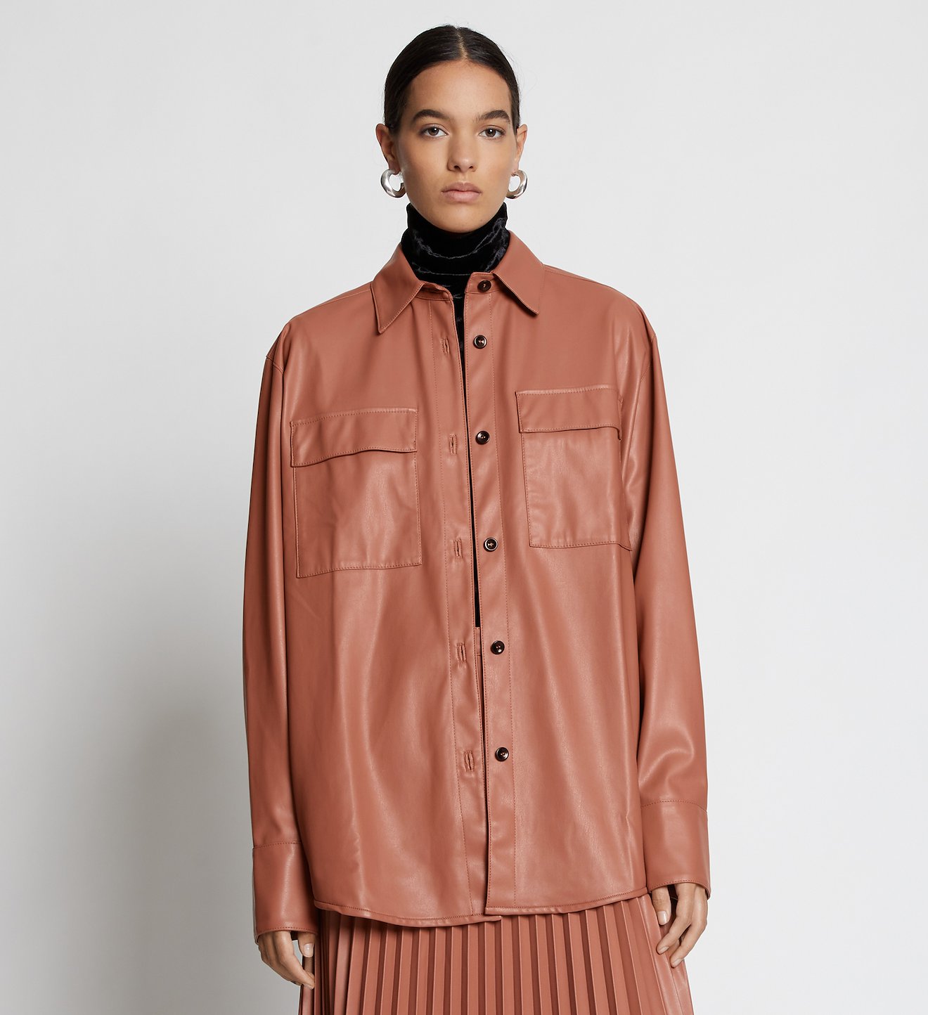 Faux Leather Shirt