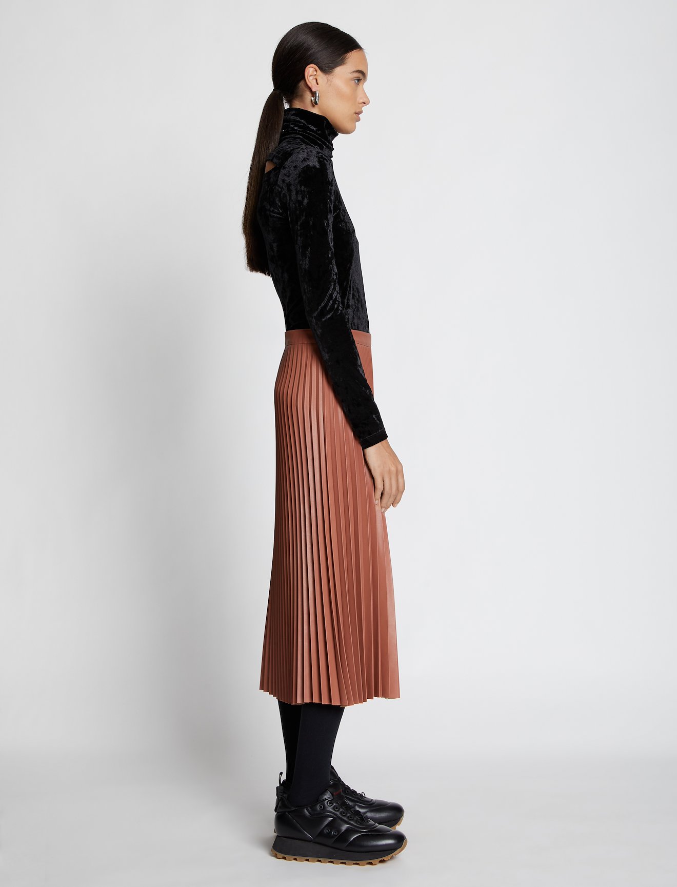 Faux Leather Pleated Skirt #1