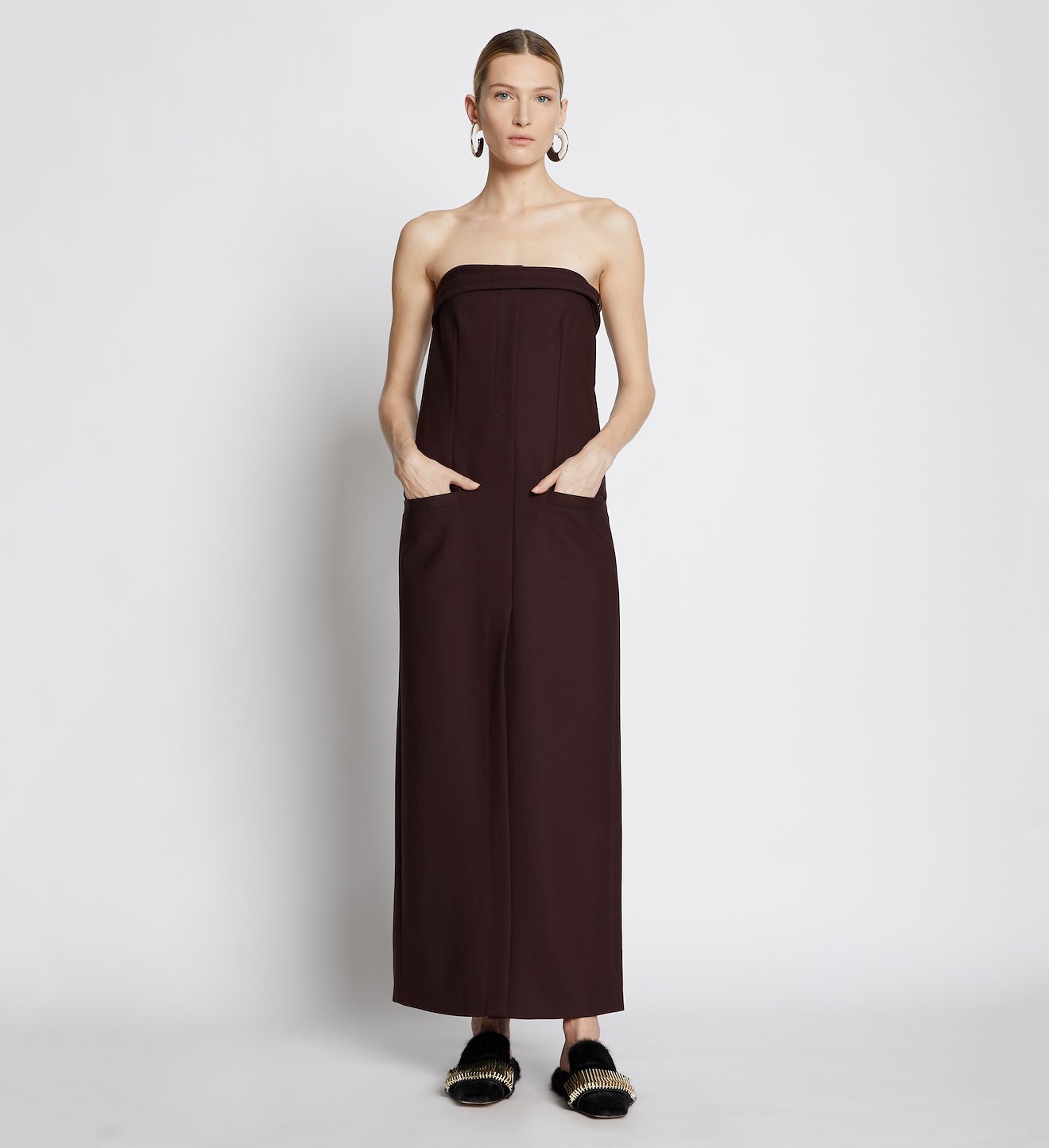 Technical Wool Strapless Dress