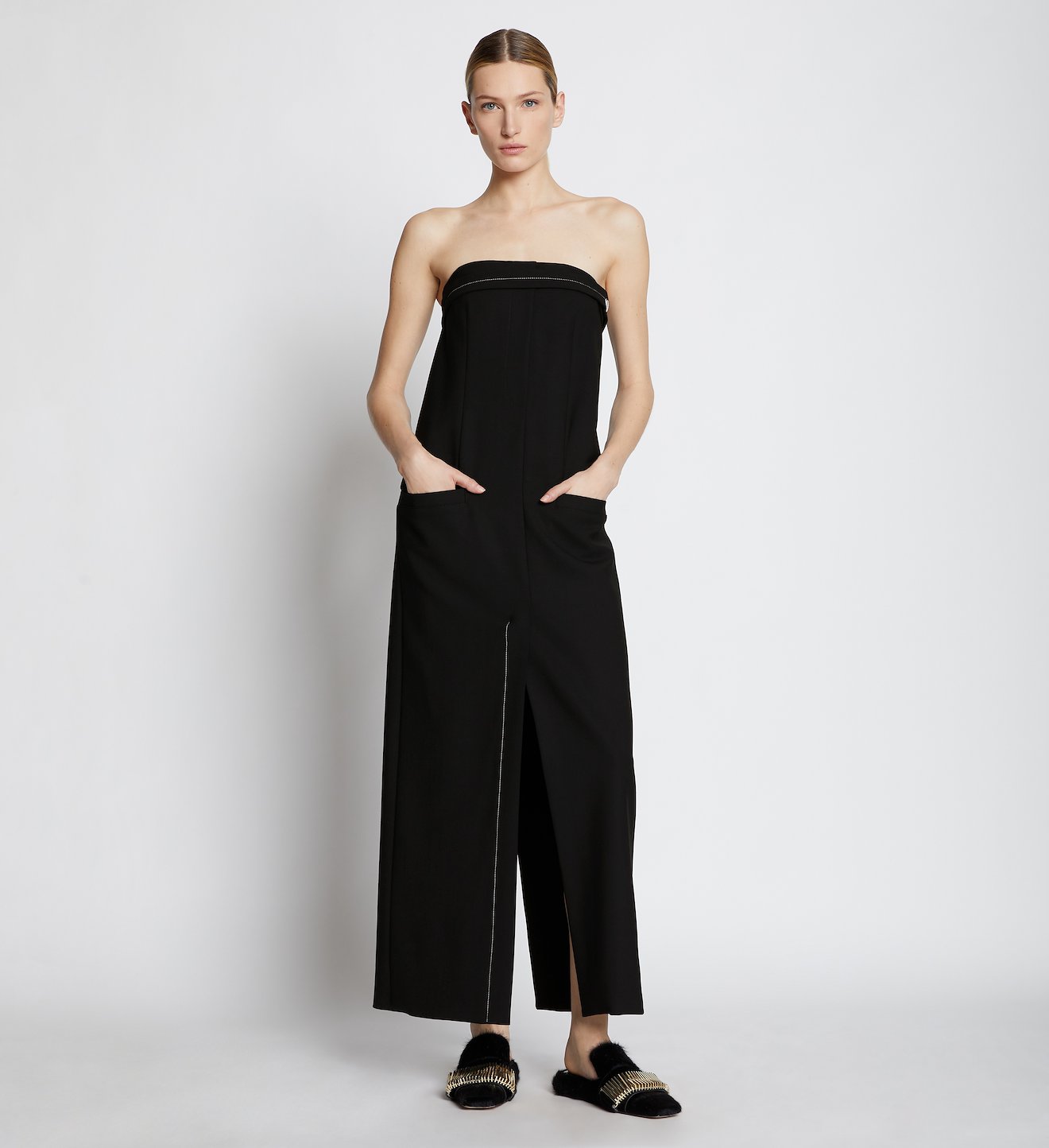Technical Wool Strapless Dress