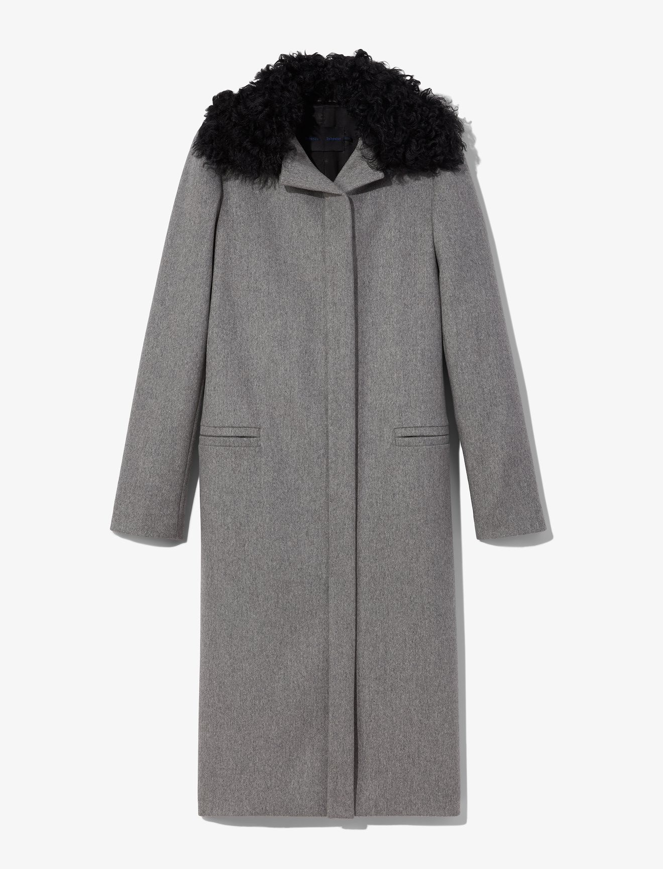 Melange Virgin Wool Shearling Collar Coat #4
