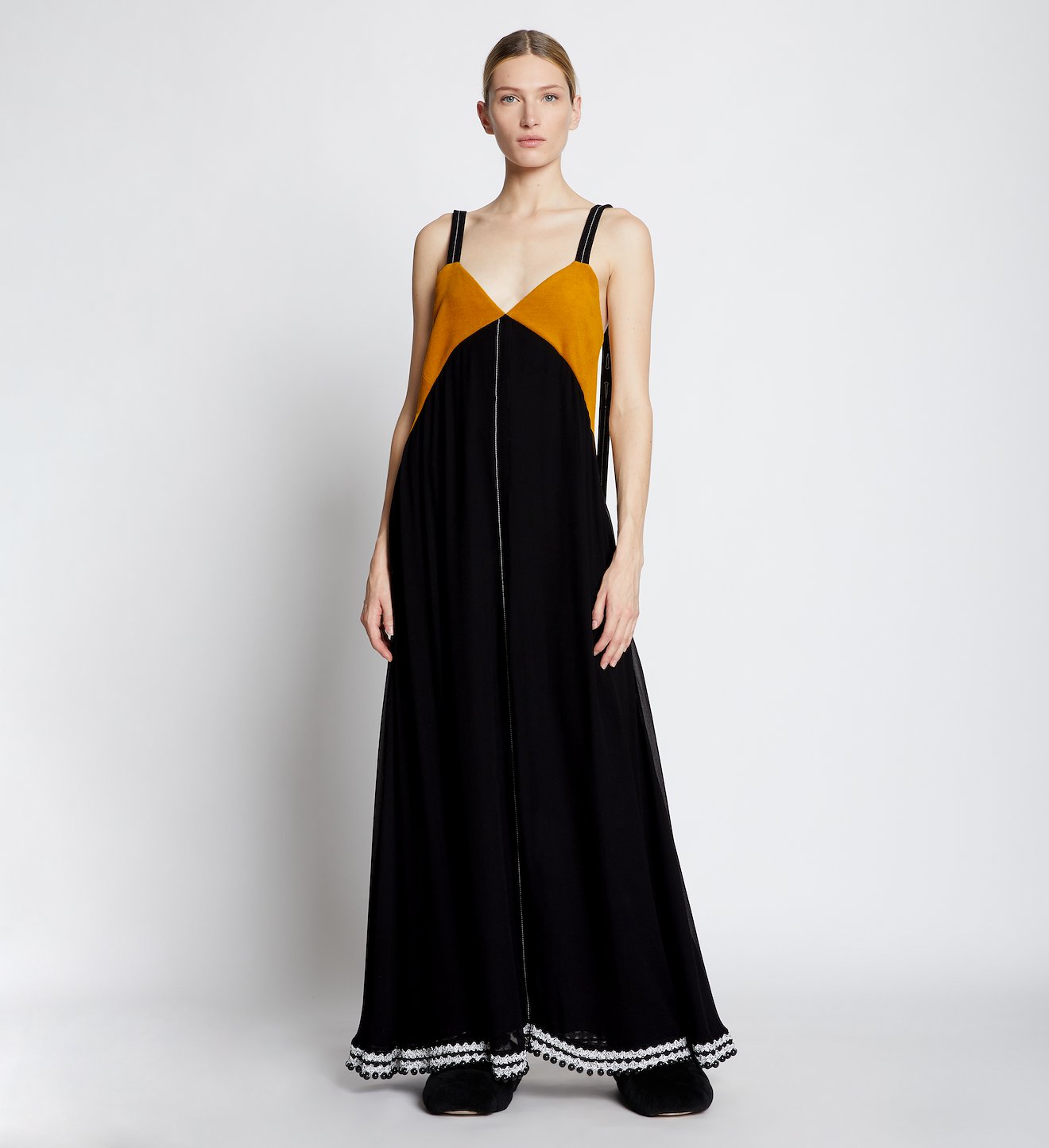 Pieced Chiffon Crochet Border Dress