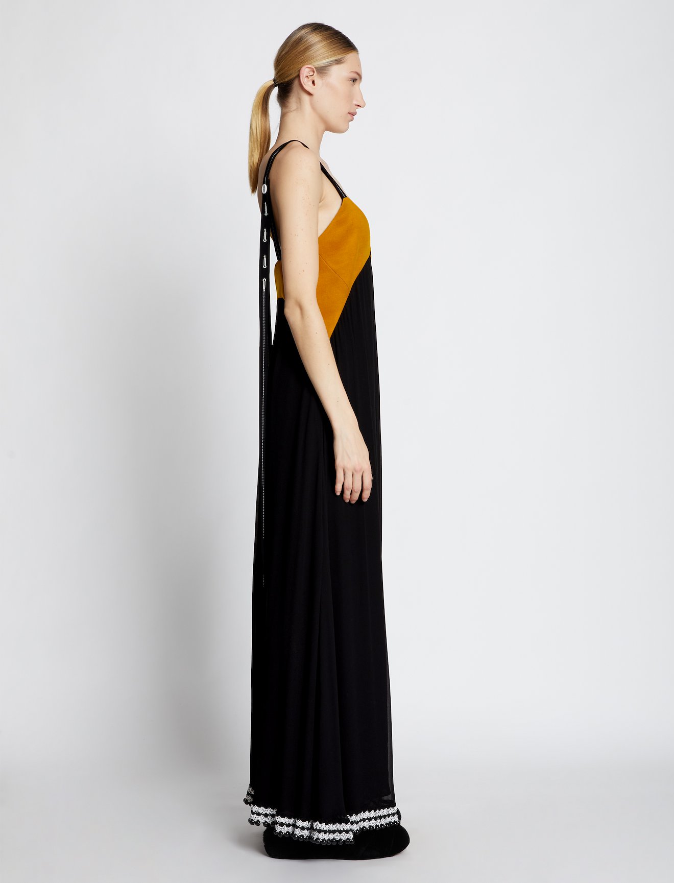 Pieced Chiffon Crochet Border Dress #1